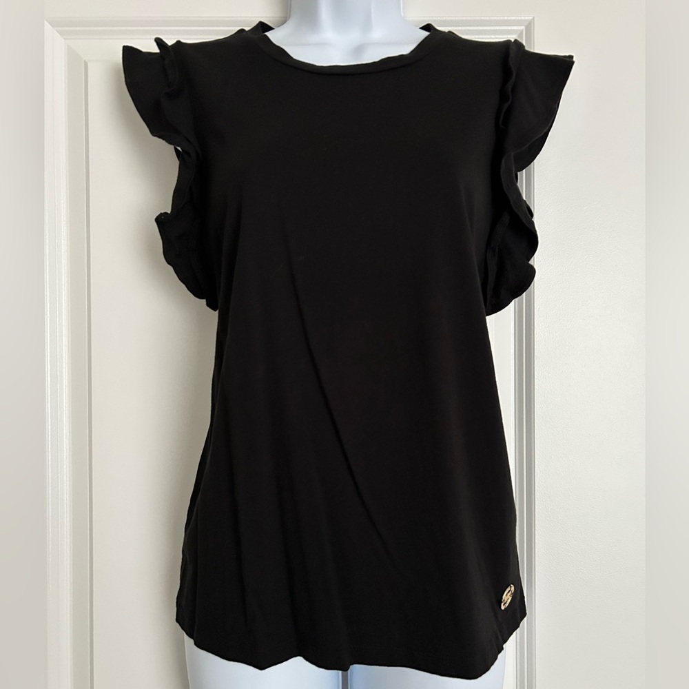 MICHAEL Michael Kors Elegant Black Ruffle Sleeve Top Size Small